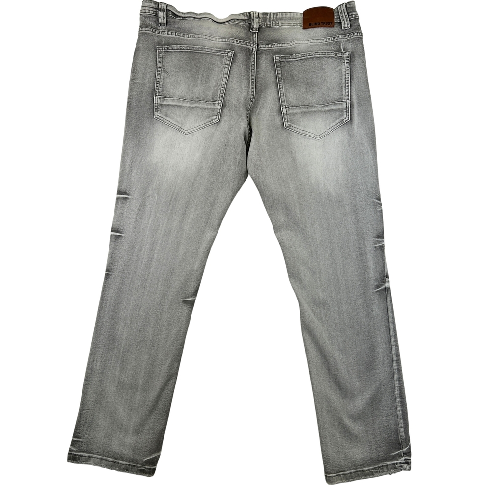 Blind Trust Jeans Mens 42x30 Gray Distressed Straight Leg Stretch Denim Pants